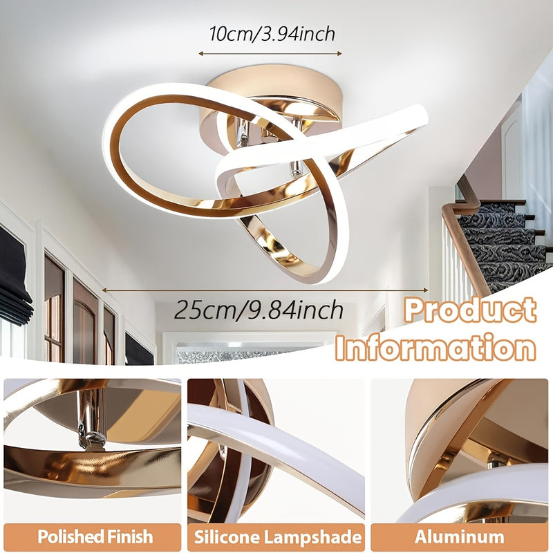 1pc, Lujo de Aluminio Led Luz de Techo, 3 Brillo Ajustable, Perfecto para Restaurante, Hotel, Centro Comercial, Oficina, Cafetería, Gimnasios, Moderno LED Luz de Techo, Led Escalera Luz de Techo Accesorios, Diseño Curvo Luces de Techo para Pasillo Baño C