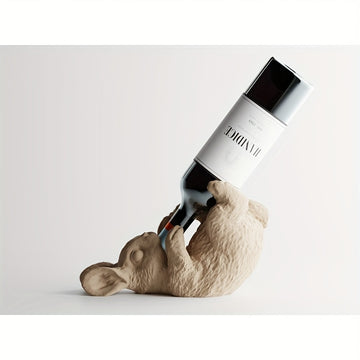 Soporte de botella de vino con forma de conejo 3D impreso, creativo, con forma de conejo de peluche lindo, decoración divertida para el hogar, ajuste estándar de botella, regalo divertido para amantes del vino.