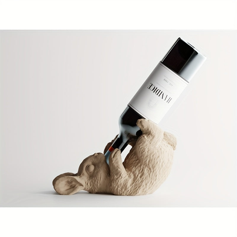 Soporte de botella de vino con forma de conejo 3D impreso, creativo, con forma de conejo de peluche lindo, decoración divertida para el hogar, ajuste estándar de botella, regalo divertido para amantes del vino.