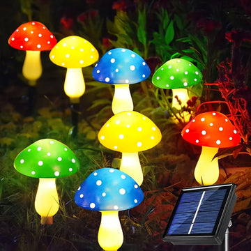 8 luces solares para jardín en forma de hongo, 8 modos de iluminación, IP44, luces de montón de hongos de plástico, para patio, jardín, camino, cementerio, Navidad, Acción de Gracias, regalo de Año Nuevo, luces de cuerda para exteriores, decora tu jardín
