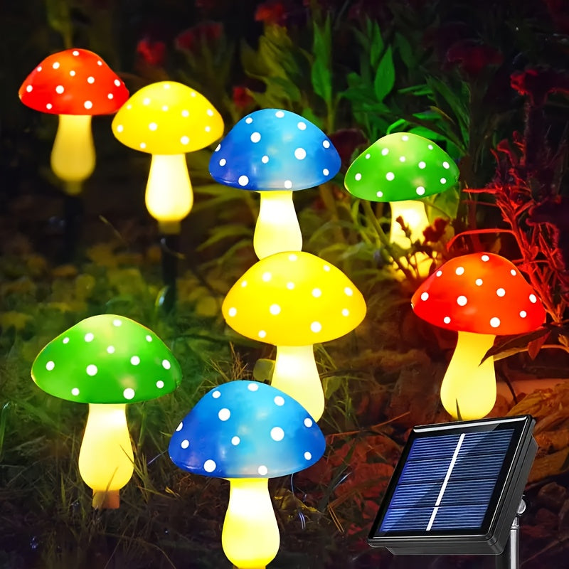 8 luces solares para jardín en forma de hongo, 8 modos de iluminación, IP44, luces de montón de hongos de plástico, para patio, jardín, camino, cementerio, Navidad, Acción de Gracias, regalo de Año Nuevo, luces de cuerda para exteriores, decora tu jardín