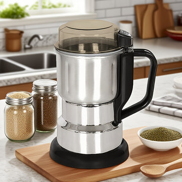 1 pieza, molinillo eléctrico de 110V de estándar americano, acero inoxidable, hojas potentes, moler café y especias con una sola toque, capacidad grande, fácil de quitar y ahorrador de tiempo.