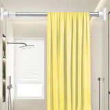 1 pieza de barra de cortina de ducha telescópica de acero inoxidable con tapas de plástico blanco - Barra extendible de metal y plástico sin taladro para ducha, armario, ventana, estante de toallas - Accesorio de hogar montado en la pared, accesorios de