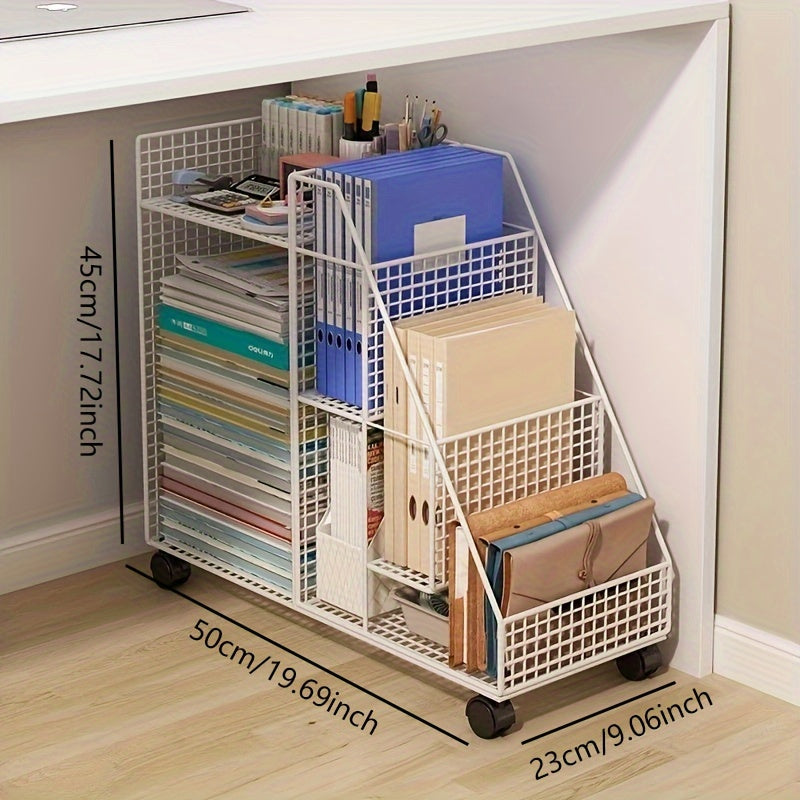 Estante Compacto Rodante para Debajo del Escritorio - Montaje Fácil, Carrito de Almacenamiento de Hierro para Hogar y Oficina, Diseño Rectangular Versátil con Acabado Pintado, Caja, Armario, Estante para Almacenamiento Exterior