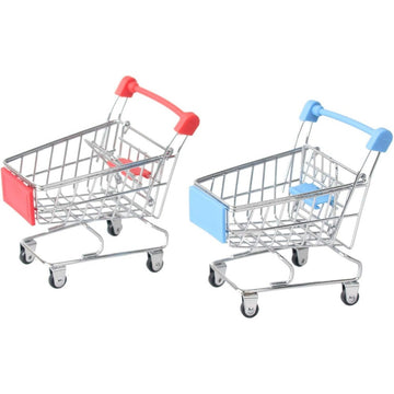 2 Mini Carritos de Supermercado, Carritos de Compras de Metal, Carritos de Compras Prácticos, Estilo Modelo Almacenamiento y Almacenamiento para Compras en Supermercados Nuevo Semestre Regreso a Clases