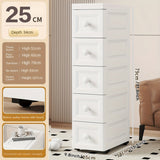 Armario de Almacenamiento Plástico de 5 Niveles y 5 Cajones con Ruedas, Ancho 15/25 cm, Diseño Ahorra Espacio para Oficina o Sala de Estar, Caja Impermeable sobre Rodillos, Fácil Uso, Armarios Portátiles