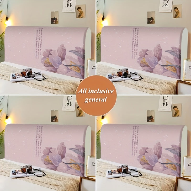 1 pieza de Funda para Cabecero de Poliéster Suave con Diseño Floral Elegante, Lavable a Máquina, Degradado de Rosa Claro a Beis, Perfecto para la Decoración del Dormitorio y Habitaciones de Hotel