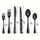 Juego de 24 piezas de cuchillería occidental de alta calidad de acero inoxidable, con cuchillo, tenedor y cuchara. Cuchillo de cuchillo de carne, cuchillo de bistec, cubertería negra. Cubertería de plata de acero inoxidable, cuchillo de postre, tenedor y