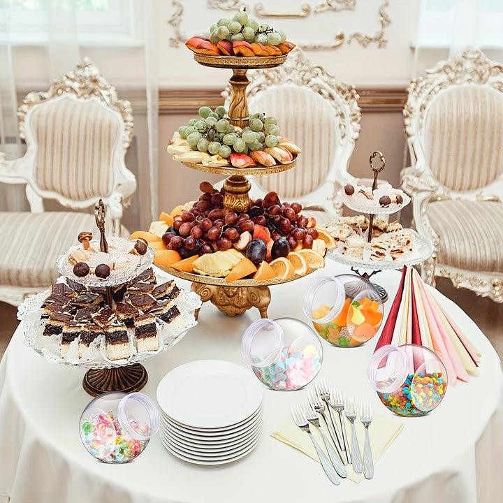 4/6pcs Tarros de Plástico para Dulces con Tapas Adecuados para Buffet, Contenedores Grandes Transparentes para Almacenamiento de Comida, Recipientes para Encimera de Cocina para Galletas, Frijoles y Snacks, Uso Interior o Exterior en Bodas (60oz)