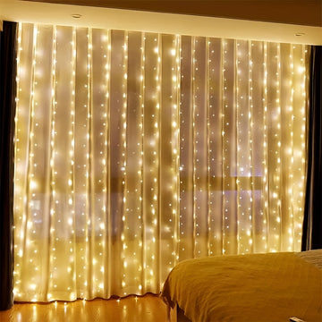 3/4/6M USB LED Cortina Cadena Luces, Luces de Hadas para Bodas de Vacaciones, Luces de Guirnalda para Dormitorio Hogar, Control Remoto, Decoraciones de Navidad Acción de Gracias Halloween