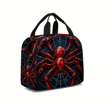 Bolsa de almuerzo aislada con estampado de arañas - Resistente de poliéster con diseño de telarañas vibrantes, sin contacto con alimentos, ideal para el trabajo, viajes y pícnic, lavable a mano, bolsa de almuerzo aislada, regreso a la escuela