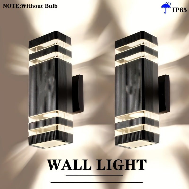 Lámpara de pared moderna para exteriores, 1/2 paquete, doble cabezal plástico, montaje semiempotrado, pantalla de vidrio, base E27, 110-240V, cableado directo, incluye hardware de instalación, sin foco