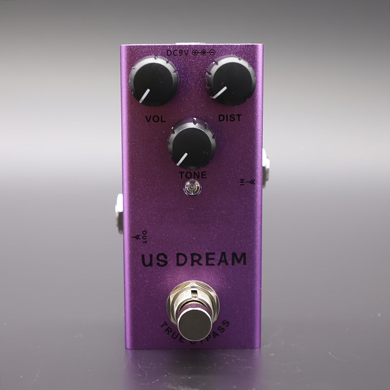 HUOSHEN-MI Pedal de Efectos para Guitarra Eléctrica - Distorsión True Bypass, Mini Pedal Morado con Controles de Volumen y Tono, Procesador Compacto para Amplificador de Rock, Metal y Blues - Compatible con USB, Sin Adaptadores Necesarios, Diseño True By