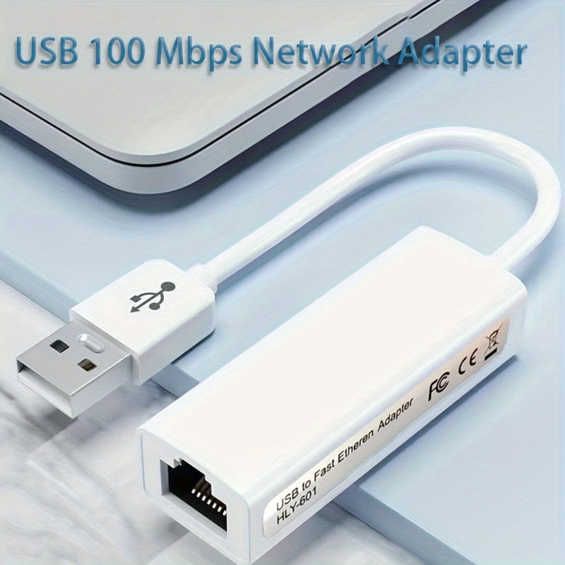 Adaptador de Tarjeta de Red Ethernet USB a RJ45 para Computadora 2.0, Interfaz de Red con Conexión y Reproducción de 100 Mbps, Sin Necesidad de Controladores, Portátil, 1 Pieza
