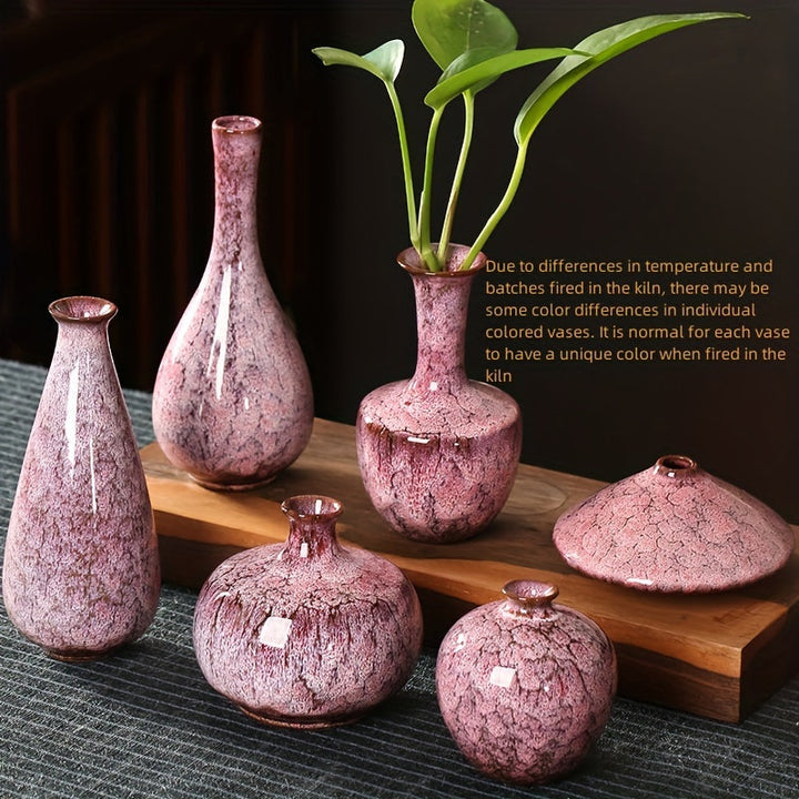 Juego de 6 floreros de cerámica estilo Art Deco, diseño moderno y minimalista con esmalte de horno cambiante, patrón de nubes, decoración para sala y dormitorio, bien empacados