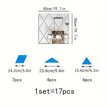 Un conjunto de pegatinas de espejo acrílico extraíbles para pared, calcomanías de pared de vinilo para fondos de pared artísticos, pegatinas de espejo 3D adecuadas para dormitorios, hogares, salas de estar, decoración de oficina creativa de bricolaje.