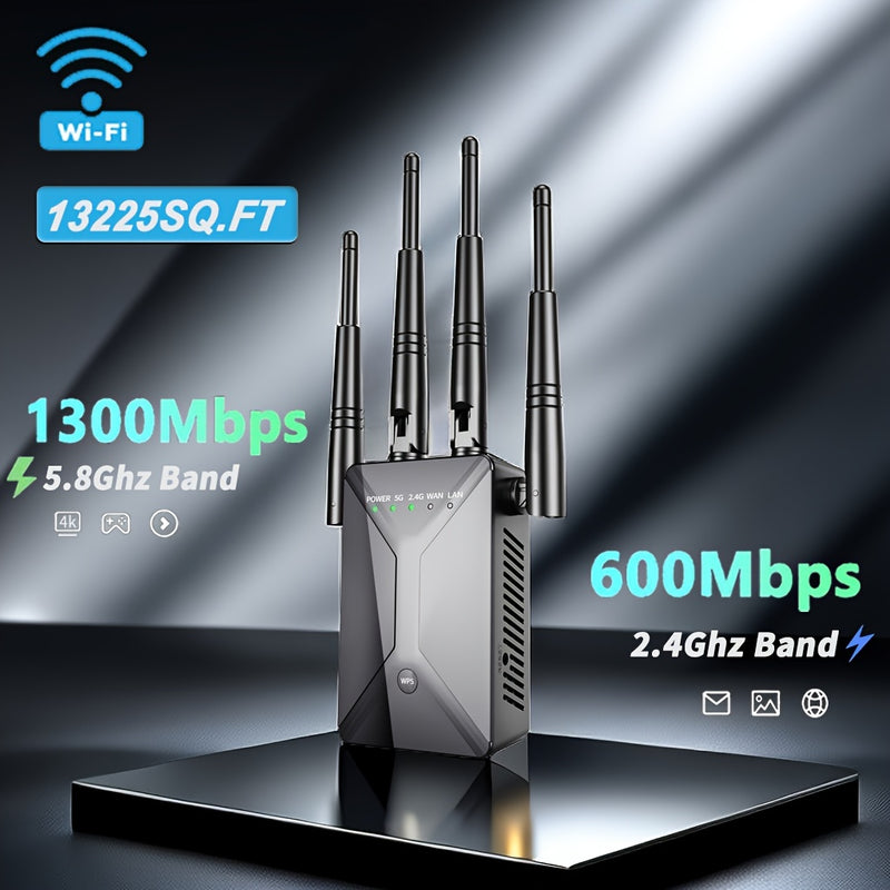Amplificador De Señal Extensor WiFi, Cubre Hasta 13225 Pies Cuadrados Y 130 Dispositivos, Banda Dual 2.4G Y 5G, Potente Amplificador WiFi De Pared De 1200 Mbps, Con Puerto Ethernet Y Modo AP