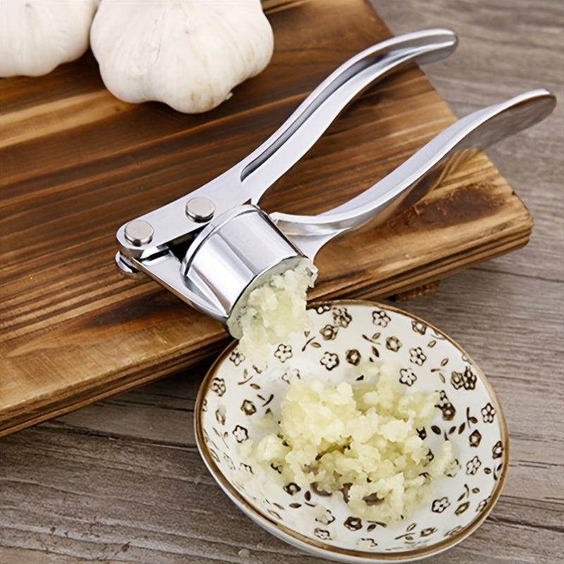 Prensa de ajo de aleación de zinc - 1pc, manual portátil de ajo y jengibre, gadget de cocina, a prueba de óxido, fácil de exprimir, no necesita electricidad