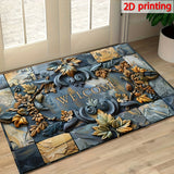 Alfombra de Bienvenida con Relieve de Piedras y Plantas de Lujo 2D - Antideslizante, Alta Calidad, Lavable en Máquina, Poliéster, Adecuada para Decoración del Hogar y Exterior - Ideal para Entrada, Sala de Estar, Baño
