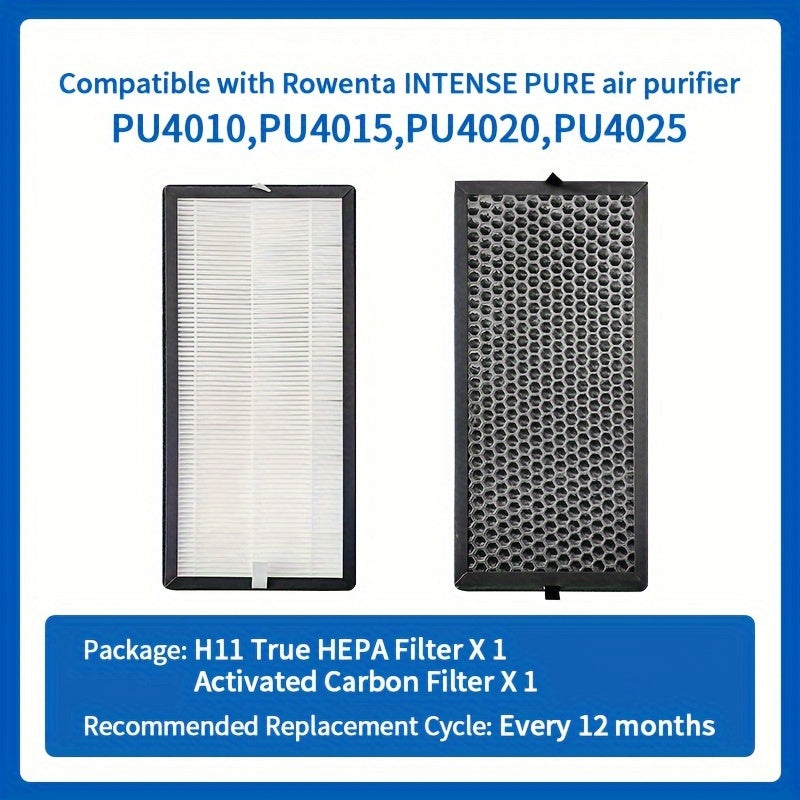 Juego de 2 filtros HEPA de repuesto compatible con purificadores de aire Rowenta INTENSE PURE de la serie PU40XX PU4010 PU4015 PU4020 PU4025, pieza # XD6074U0 XD6075 XD6070 XD6060 XD6065
