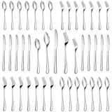 Juego de cubiertos de 30 piezas para 6 personas, juego de vajilla de acero inoxidable de alta gama, pulido a espejo, juego de vajilla duradero para el hogar, incluye tenedor, cuchillo y cuchara, apto para lavavajillas, regalo para el Día del Padre, Día d