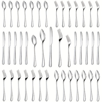 Juego de cubiertos de 30 piezas para 6 personas, juego de vajilla de acero inoxidable de alta gama, pulido a espejo, juego de vajilla duradero para el hogar, incluye tenedor, cuchillo y cuchara, apto para lavavajillas, regalo para el Día del Padre, Día d