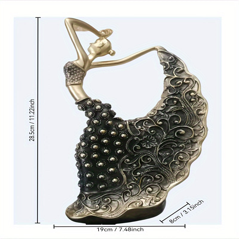 Estatuilla de bailarina de pavo real elegante de resina, escultura coleccionable abstracta moderna, decoración versátil para interiores y exteriores, acento artístico para el hogar, regalo ideal para parejas, no necesita electricidad.