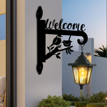 1 pieza de luz solar exterior hexagonal con silueta de pájaro y gancho de planta - Iluminación solar LED para porche, patio, terraza, garaje y paredes exteriores, ahorro de energía y fácil instalación, acabado metálico antiguo, acabado pulido, lámpara de
