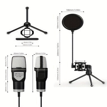 Microfono RGB de Estudio, Microphone Tipo RGB con Trípode, Estudio de Grabación de Música, Equipo de Transmisión en Vivo, Podcast, Grabación, Eid Al-Adha Mubarak