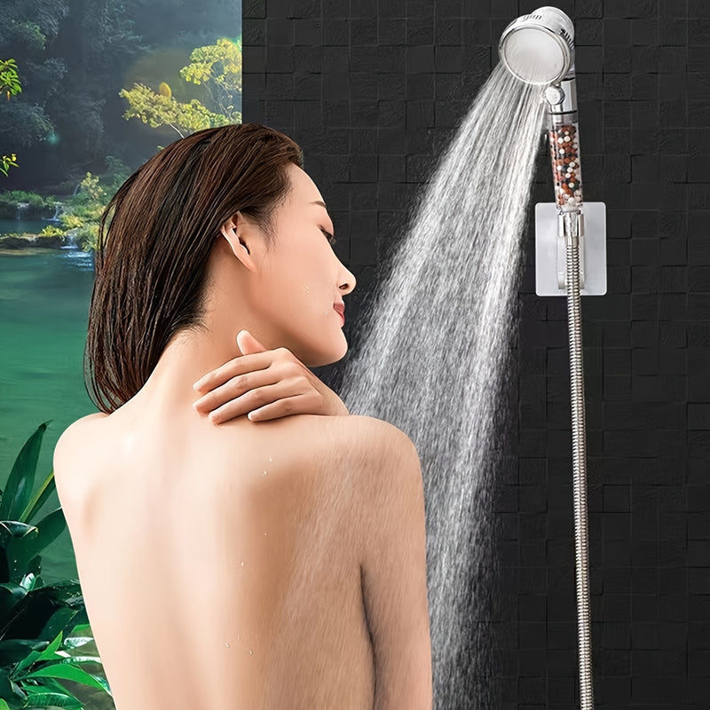 Cabezal de ducha de alta presión con 3 modos de funcionamiento, detención de agua con un solo clic - Espray de filtro de mano multifuncional con ajustes personalizables, ahorro de agua y fácil instalación, ajuste universal para duchas estándar, accesorio