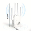 Amplificador de señal Wi-Fi, super fuerte, 1200 Mbps doble banda 2.4 y 5Ghz, extiende hasta 8500 pies cuadrados, Wi-Fi de alta penetración, conecta hasta 35 dispositivos, configuración simple con una sola tecla, 4 antenas omnidireccionales, soporte de pu