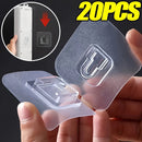 20 piezas de soporte de tablero de alimentación de pared de plástico de moda con fácil instalación, hebilla de enclavamiento transparente, sujetador adhesivo sin taladrar sin costuras para baño y puerta, ganchos utilitarios