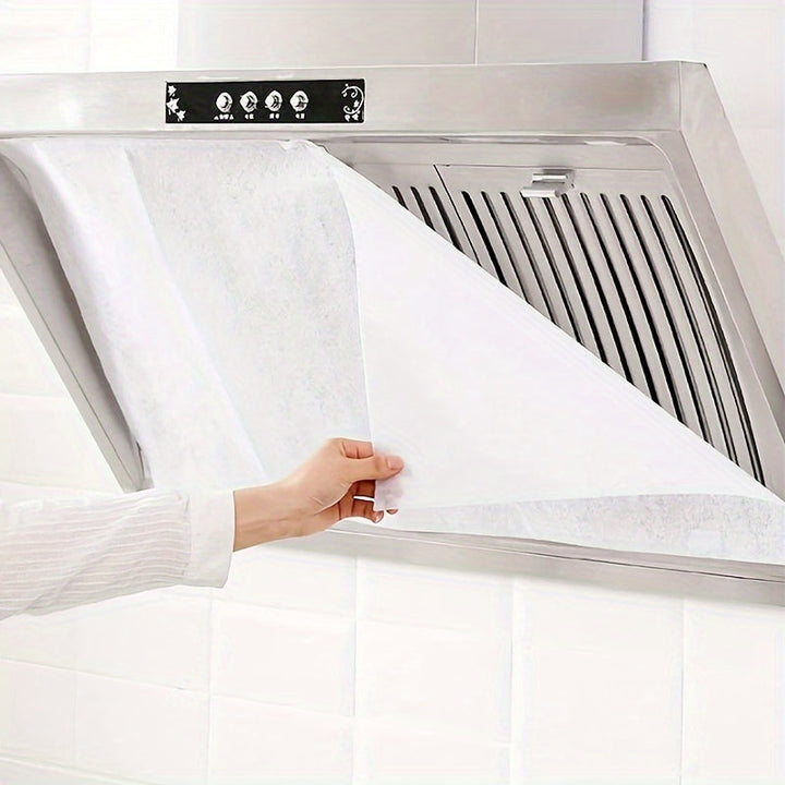 Adhesivo de Filtro para Campana Extractora de Cocina Resistente a Altas Temperaturas - Papel Absorbente de Aceite Desechable con Ventosa Lateral para Instalación Fácil, Blanco, Protege los Armarios del Graso y Derrames, Limpieza del Área de Cocción | Sol