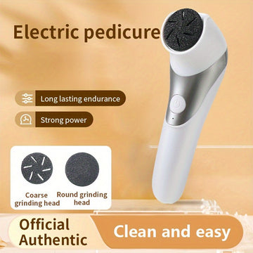 Una máquina de pulir pies eléctrica portátil con carga USB de doble cabeza, herramienta recargable para eliminar el pie y para pedicura, ideal para pulir pies gruesos y cuidar la piel seca, fácil de usar con una cabeza de molienda reemplazable.