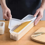 10 piezas de cebolla, jengibre, ajo, cebolla verde, fideos, vegetales, caja de almacenamiento de refrigerador rectangular transparente multifuncional para fideos.