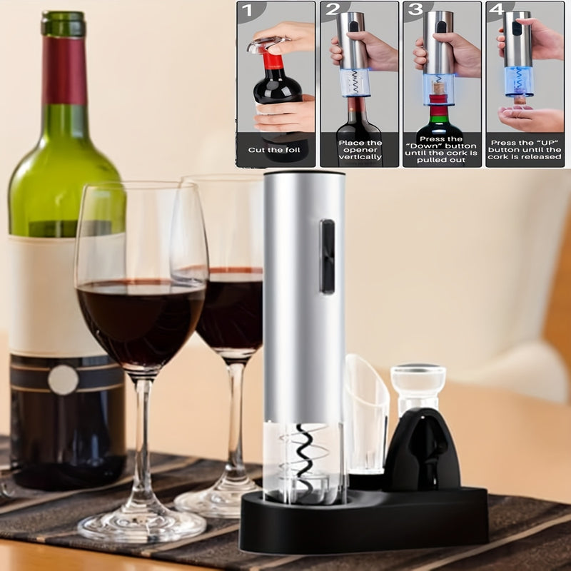 Abrebotellas eléctrico 6 en 1, rápido y con tapa recargable por USB, abrebotellas automático, cortador de papel de aluminio, abrebotellas de vacío para accesorios de vino tinto. Regalo de cumpleaños para amantes del vino.