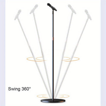 Soporte de micrófono profesional con soporte para teléfono - Soporte de piso de hierro negro para transmisión en vivo, base redonda, poste ajustable, soporte para micrófono de condensador, equipo de transmisión en vivo | Soporte elegante negro | Construc