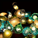 Luces LED de alambre de cobre con diseños de estrellas de mar, caballitos de mar, conchas y caracoles, decoración para el hogar, fiestas, bodas y festivales, funcionan con pilas, 36V seguro, pilas no incluidas, iluminación festiva, luces con batería, dec