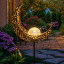 Luces Solares para Jardín Decorativas, Lámpara de Vidrio Craquelado Luna Hada, LED Blanco Cálido Impermeable con Estaca Metálica - Ideal para Caminos, Patios y Césped - Regalo Único para Jardineros