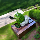 Figurina de resina de rana juguetona de 14.48 cm, decoración versátil para el hogar y la oficina, ideal para sala de estar, estudio o jardín