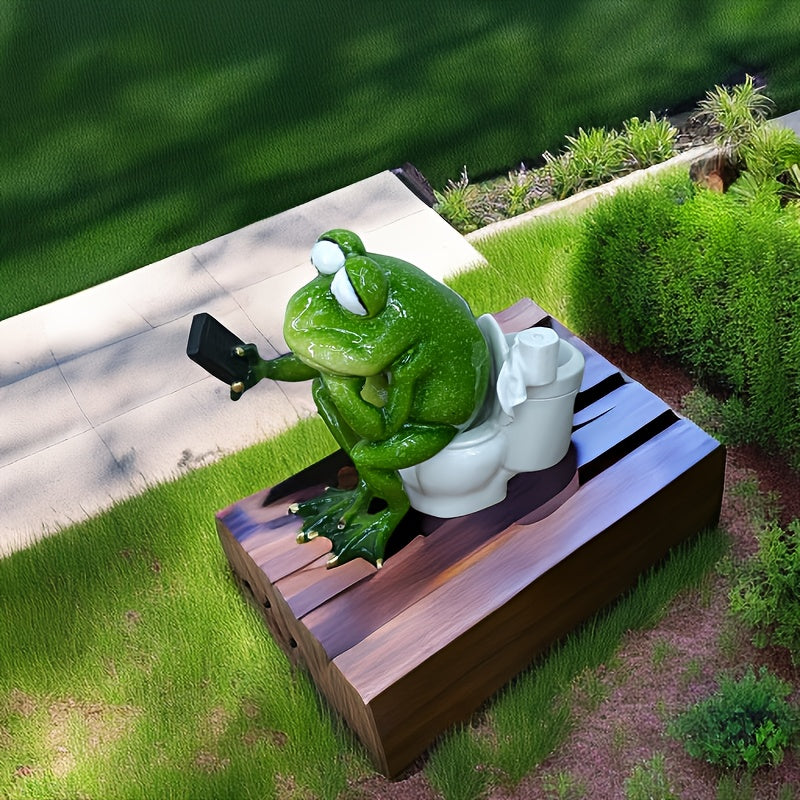 Figurina de resina de rana juguetona de 14.48 cm, decoración versátil para el hogar y la oficina, ideal para sala de estar, estudio o jardín
