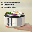 1 Lonchera aislante de acero inoxidable 304 grado alimenticio, con tapa independiente para comidas separadas, sin fugas y con asa, ideal para oficina, escuela o viajes, apta para ensaladas, nueces o fideos, no requiere electricidad