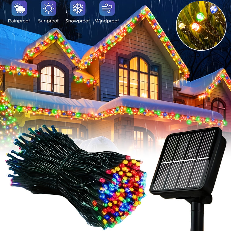 Luz decorativa Solar 5/22M con 20/200 bombillas, cadena de luces de escenario de paisaje solar para exteriores, 8 modos de iluminación, fácil de instalar luz decorativa de patio, adecuada para Navidad, valla de jardín, pabellón de patio, fiesta, boda y d