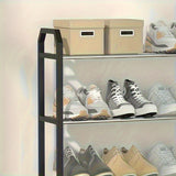 Estante de zapatos de 4 niveles que ahorra espacio - Resistente al polvo, organizador de metal y plástico, para entrada/salida, dormitorio, sala de estar, fácil de ensamblar, no requiere energía, solución de almacenamiento de zapatos | Estante de zapatos