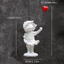 Figura de resina de niña de dibujos animados con globo, objeto decorativo de colección para varios tipos de habitaciones, uso en interiores, no requiere electricidad.