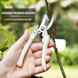 Tijeras de poda de jardín de acero inoxidable profesional con mango blanco ergonómico, diseño que ahorra trabajo con mango blanco ergonómico - Adecuado para todas las estaciones - Perfecto para ramas, flores y injertos de árboles, tareas de huerta y jard
