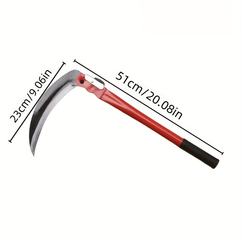 Guadaña Plegable de Acero al Manganeso Resistente - Opciones de Mango de 41.0 cm y 51.0 cm, Herramienta de Jardinería con Hoja Afilada Ideal para Deshierbar, Cortar Césped y Leñarreo, Diseño Ergonómico, Estructura Ligera y Portátil, Material Duradero en