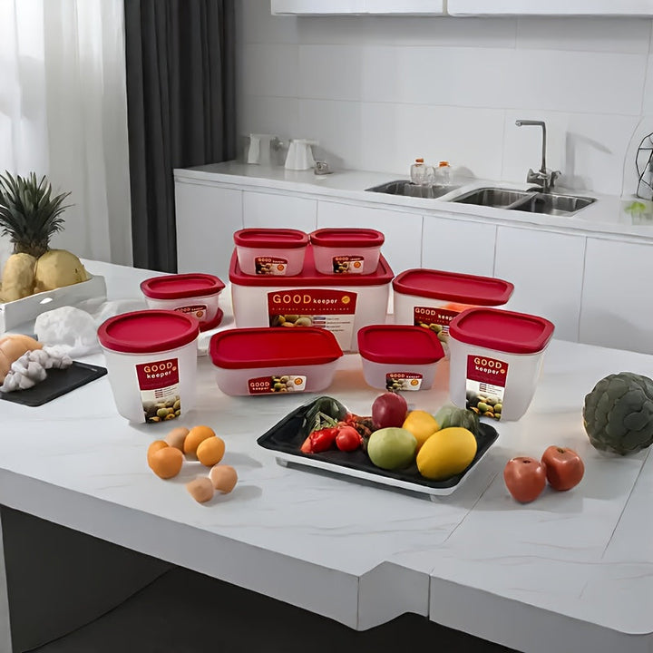 Juego de 10 Recipientes para Almacenar Comida. Ideales para Preparación de Comidas y Residuos, Caja de Conservación para Nevera. A Prueba de Fugas, Seguros en Microondas y Lavavajillas