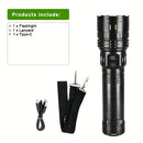 1 linterna grande Lantile - cuatro modos de velocidad, puerto Type-C, zoom ajustable, 1500 lúmenes y batería de 3200mAh, ideal para trabajos nocturnos, reparación de vehículos, pesca, patrullaje y más actividades