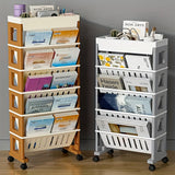 1 Mesa Lateral Rodante con Estantería - Carrito Moderno de Plástico de 3 Niveles con Ruedas, Blanco y Detalles de Madera, Organizador de Almacenamiento Multiusos para Aula, Oficina y Hogar, Decoraciones para Estanterías